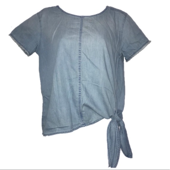 Calvin Klein Jeans Tops - Calvin Klein Tie Side Distress Chambray Top XS